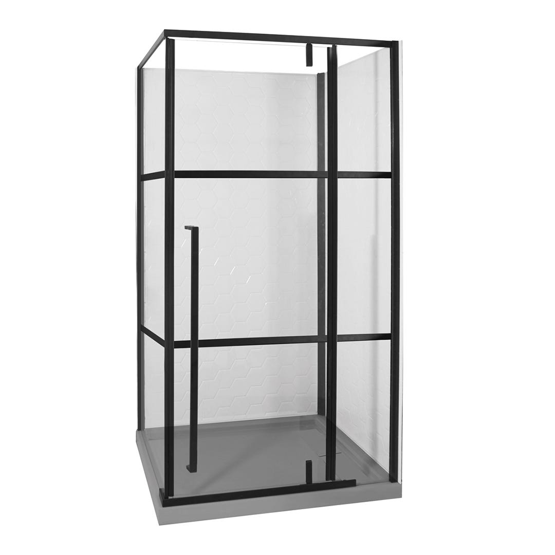 Rectangular Shower, 42-in., Black & Grey