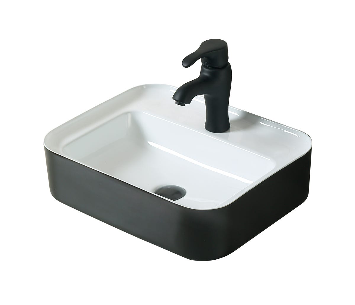 PALENA Rectangular Sink, 20 in. x 16 in., Black and White