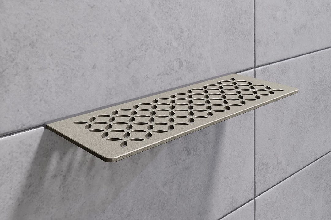 SHELF-W Rectangular Shelf for Tiled Walls, Floral, Greige Tsbg