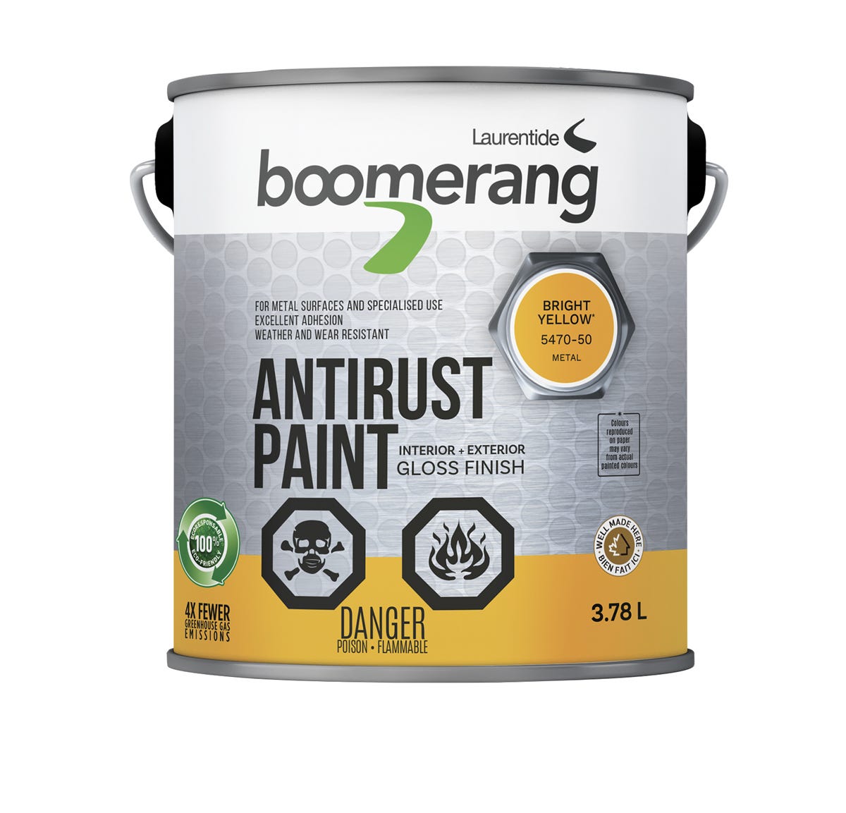 Recycled paint - anti corrosion - 3.78L - bright yellow