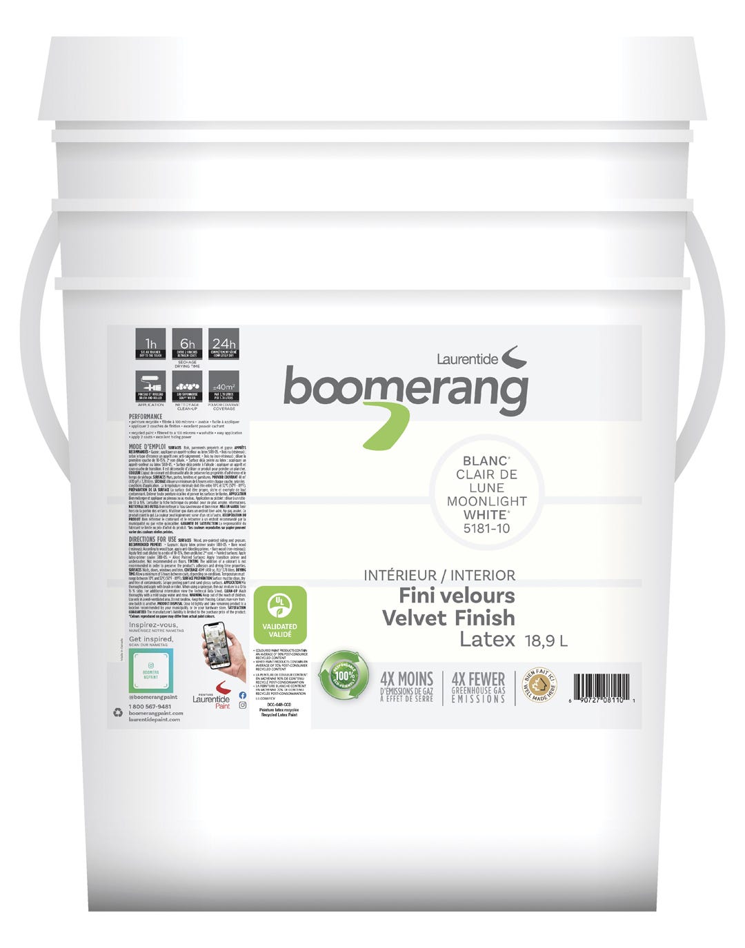 Recycled Paint- Interior Acrylic Latex, Moonlight, 18,9 L