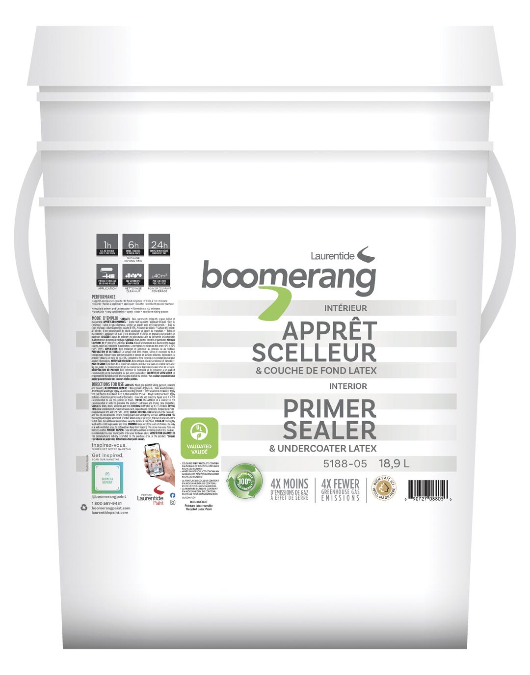 Recycled Paint, Interior Acrylic Latex, White, 18,9 L