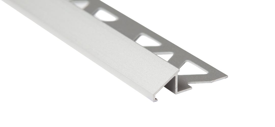 Reducer Tile Aluminum, 3/8 in. x 8 ft., Satin Clear Anodized