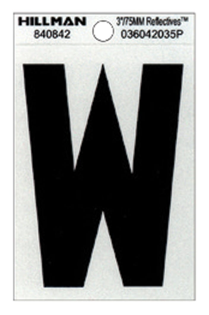 Reflective Mailbox Letter W Mylar