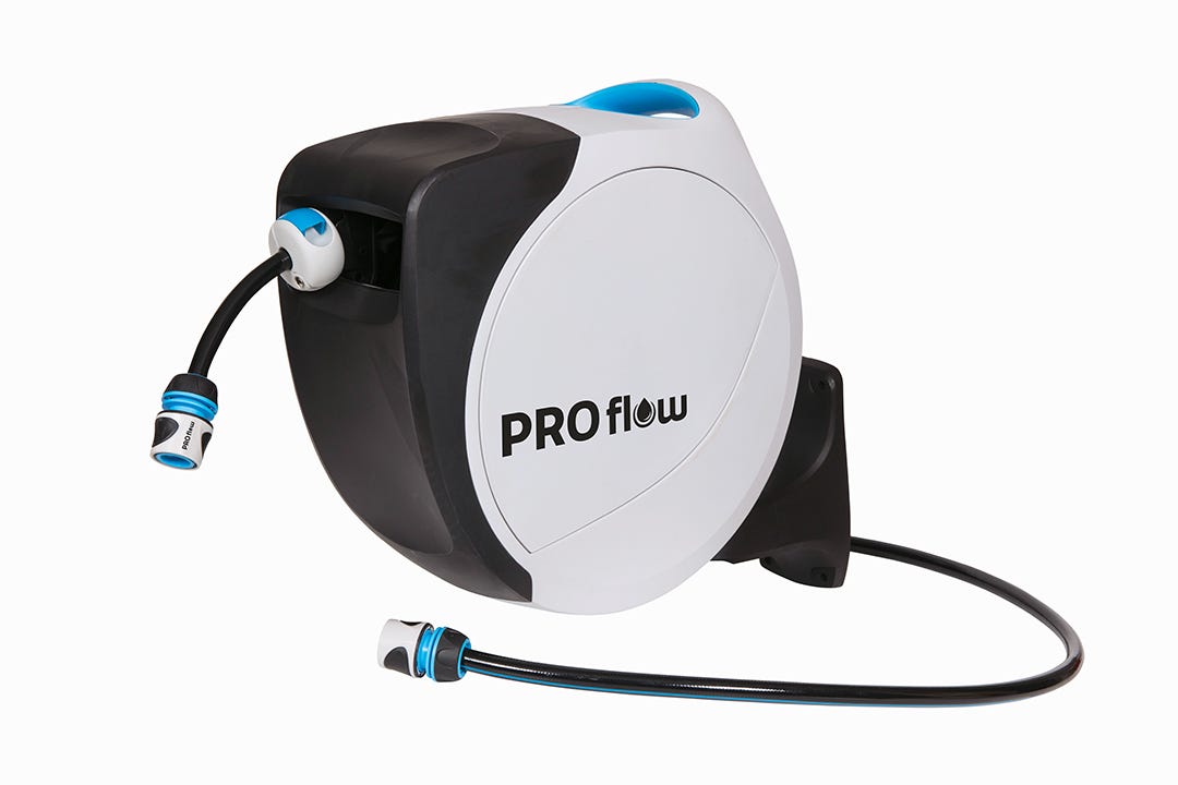 Pro Flow Retractable Wall-Mounted Hose Reel, 65ft