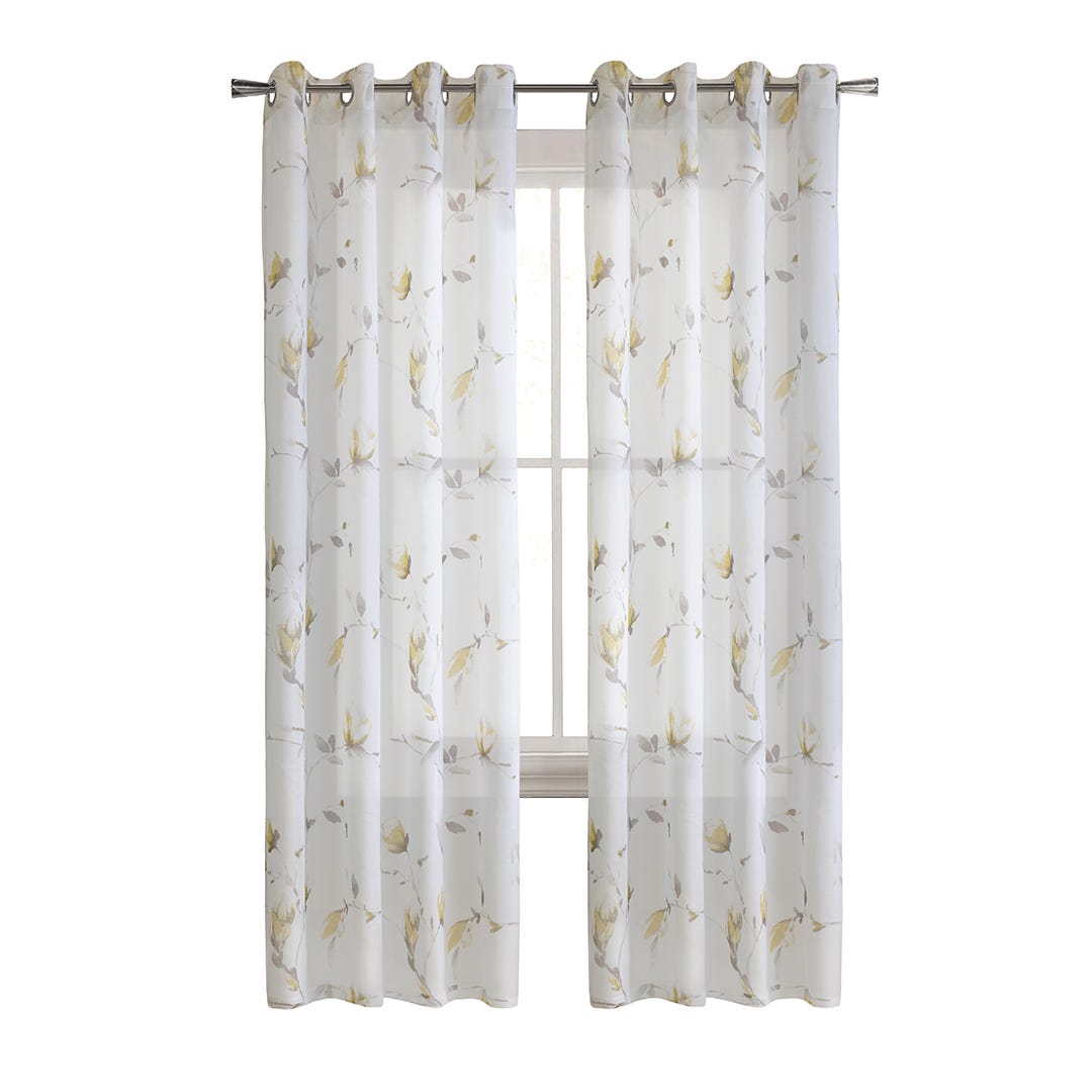 Symphony Semi-Sheer Grommet Curtain Panel, Yellow