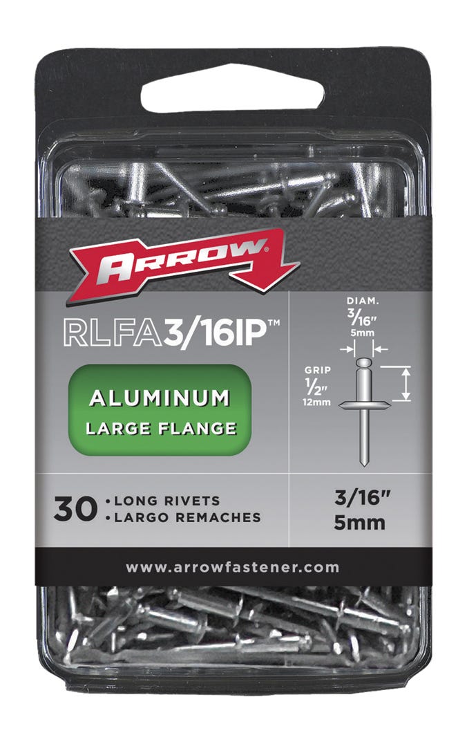 Aluminum Long Rivet, Large Flange, 3/16-in.