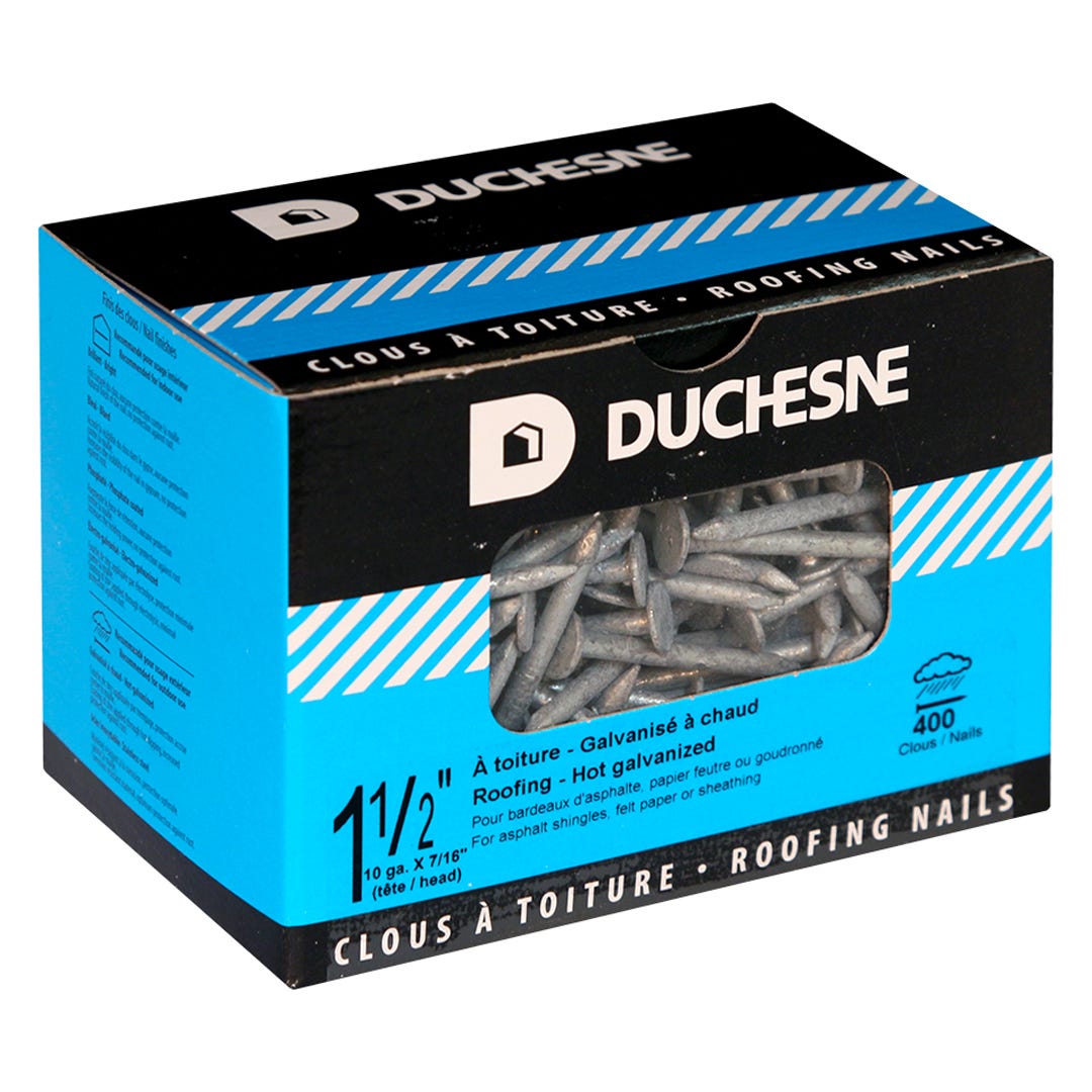 Roofing Nails 10G, 7/16 in. Head Nails, 1-1/2 in. 400/Box