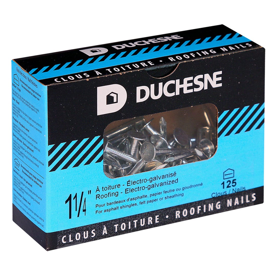 Roofing Nails 10G, 7/16 in. Head Nails, 1-1/4 in. 125/Box