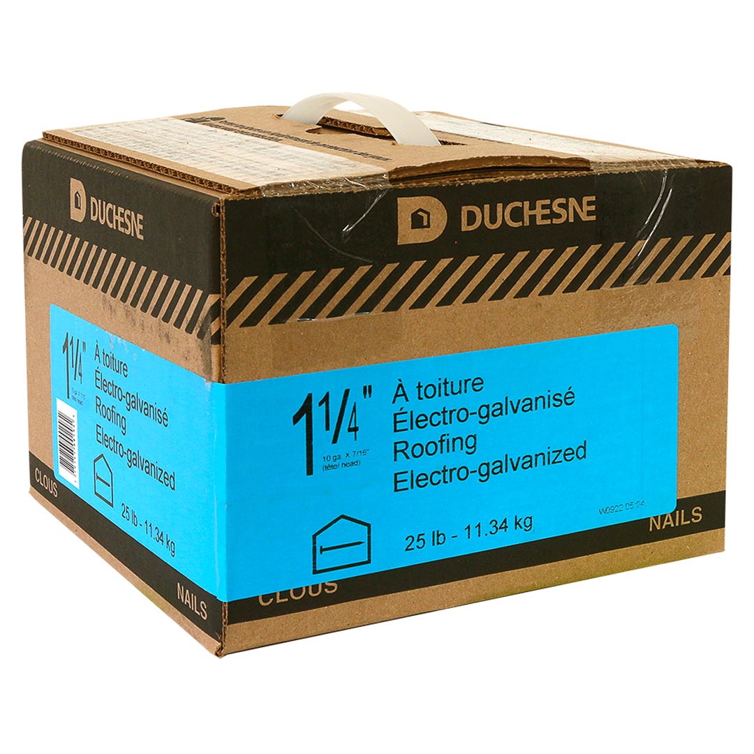 Roofing Nails 10G, 7/16 in. Head Nails, 1-1/4 in., 25 Lbs/Box