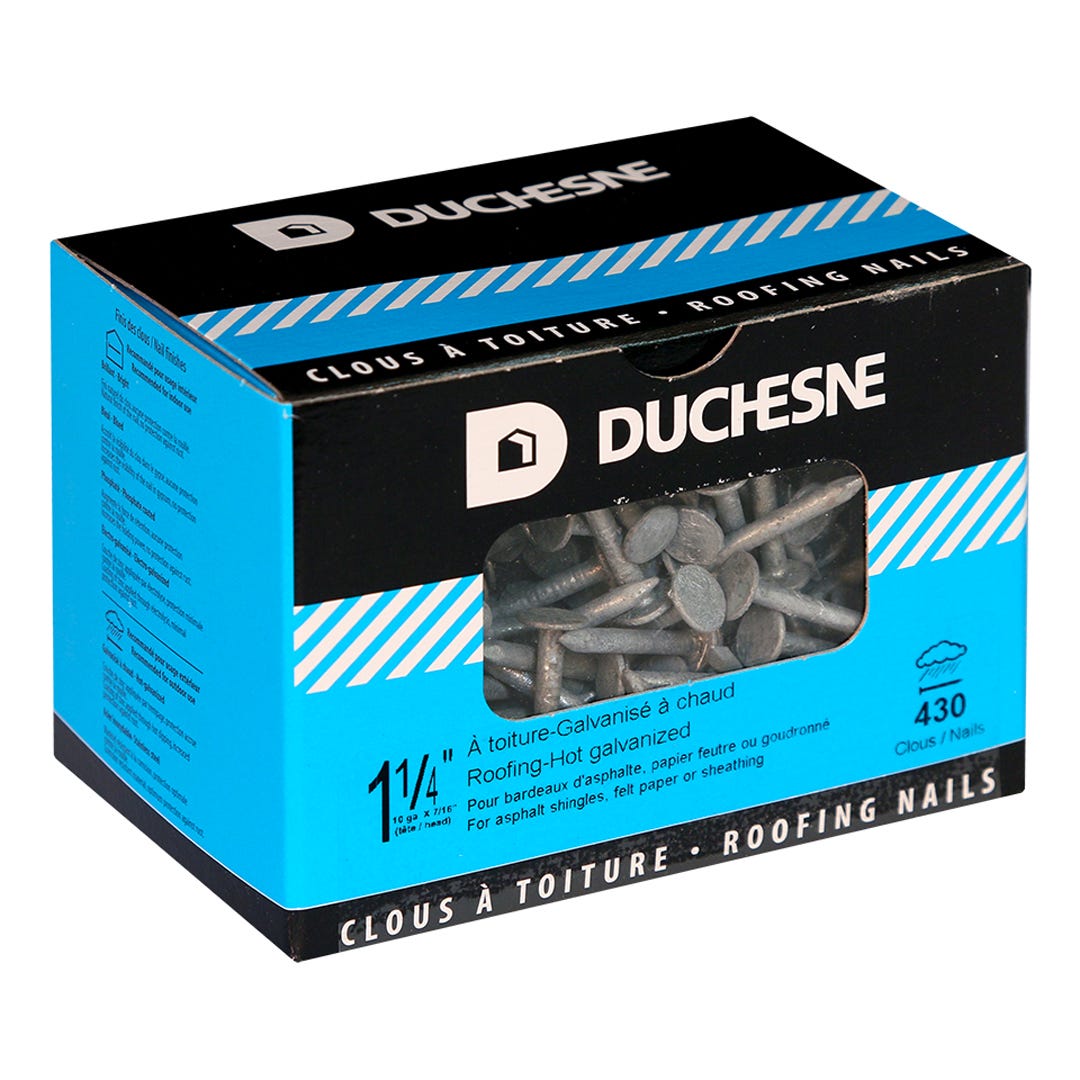 Roofing Nails 10G, 7/16 in. Head Nails, 1-1/4 in.. 430/Box