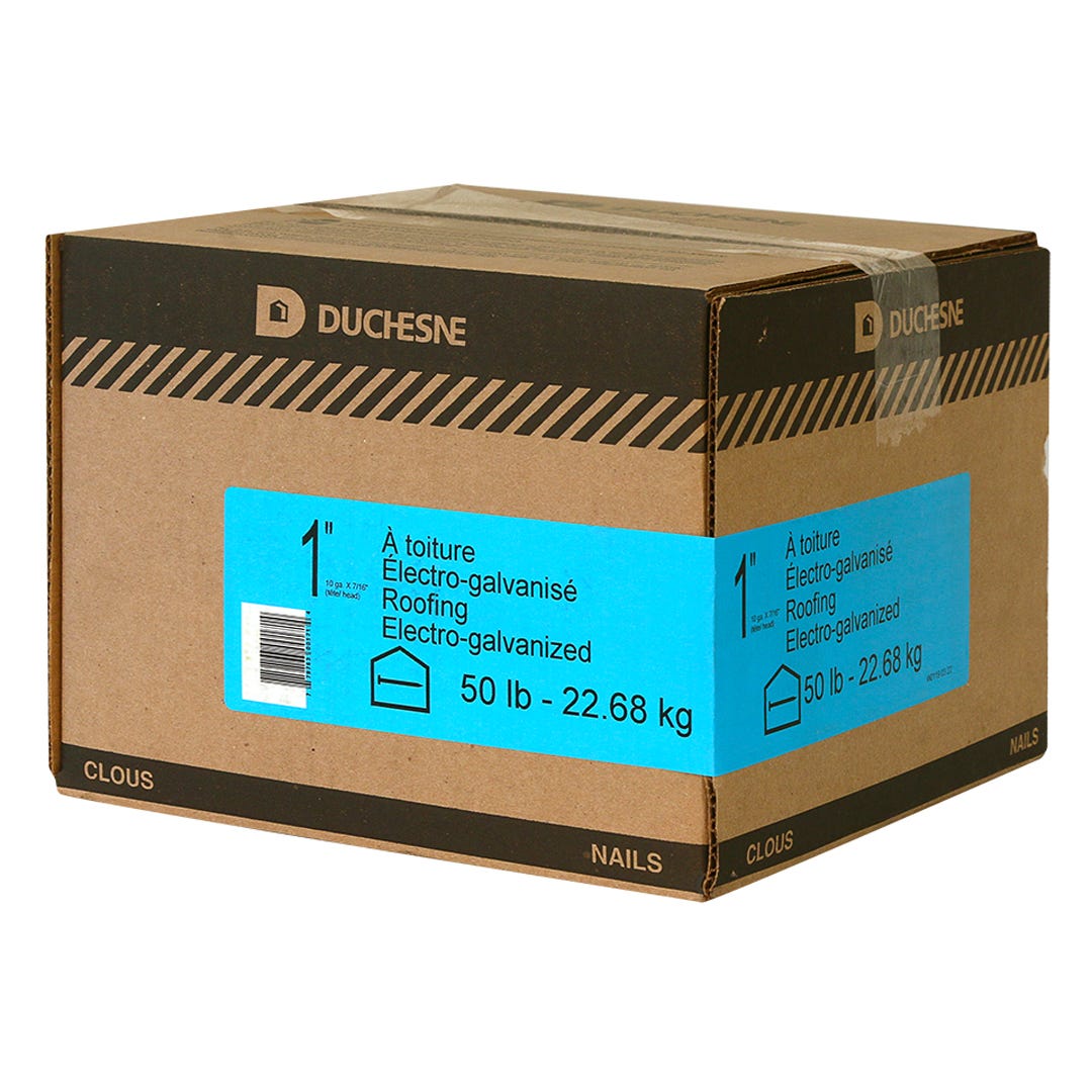 Roofing Nails 10G, 7/16 in. Head Nails, 1 in., 50 Lbs/Box