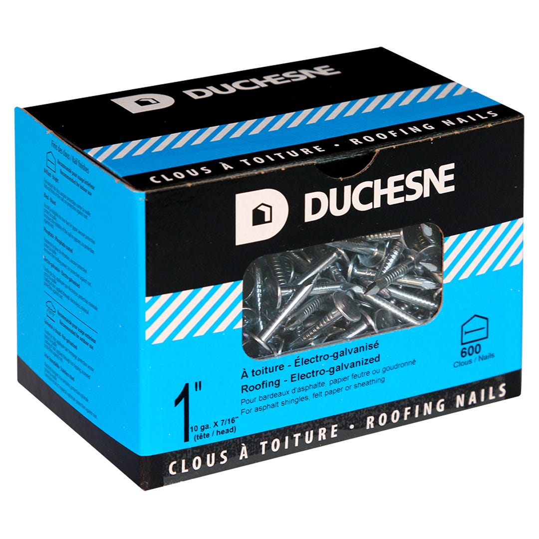 Roofing Nails 10G, 7/16 in. Head Nails, 1 in., 600/Box