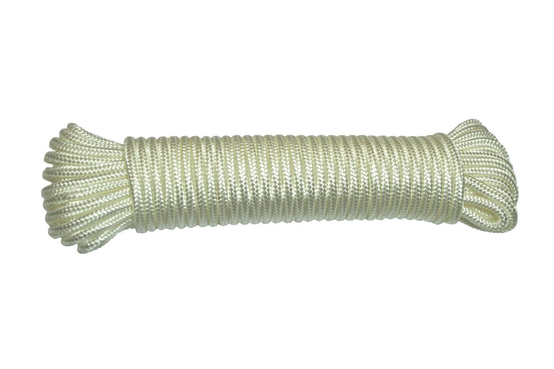 Rope Nylon Diamond Braided, White, 3/16-in. X 50-ft.