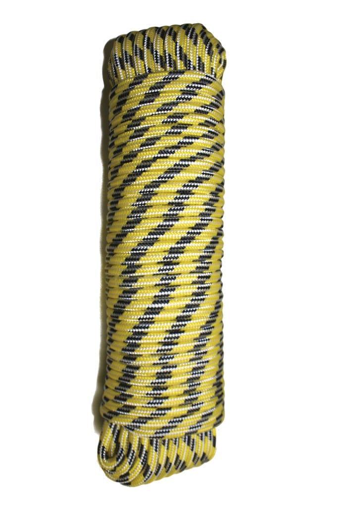 Rope Polypropylene Braided, Yellow and Blue, 1/4 in. X 50 ft.