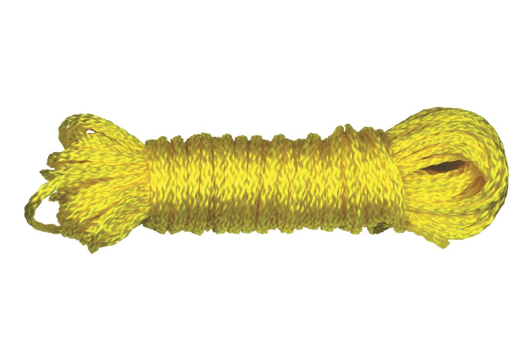 Rope Polypropylene Hollow Braided, Yellow, 1/4-in. X 100-ft.