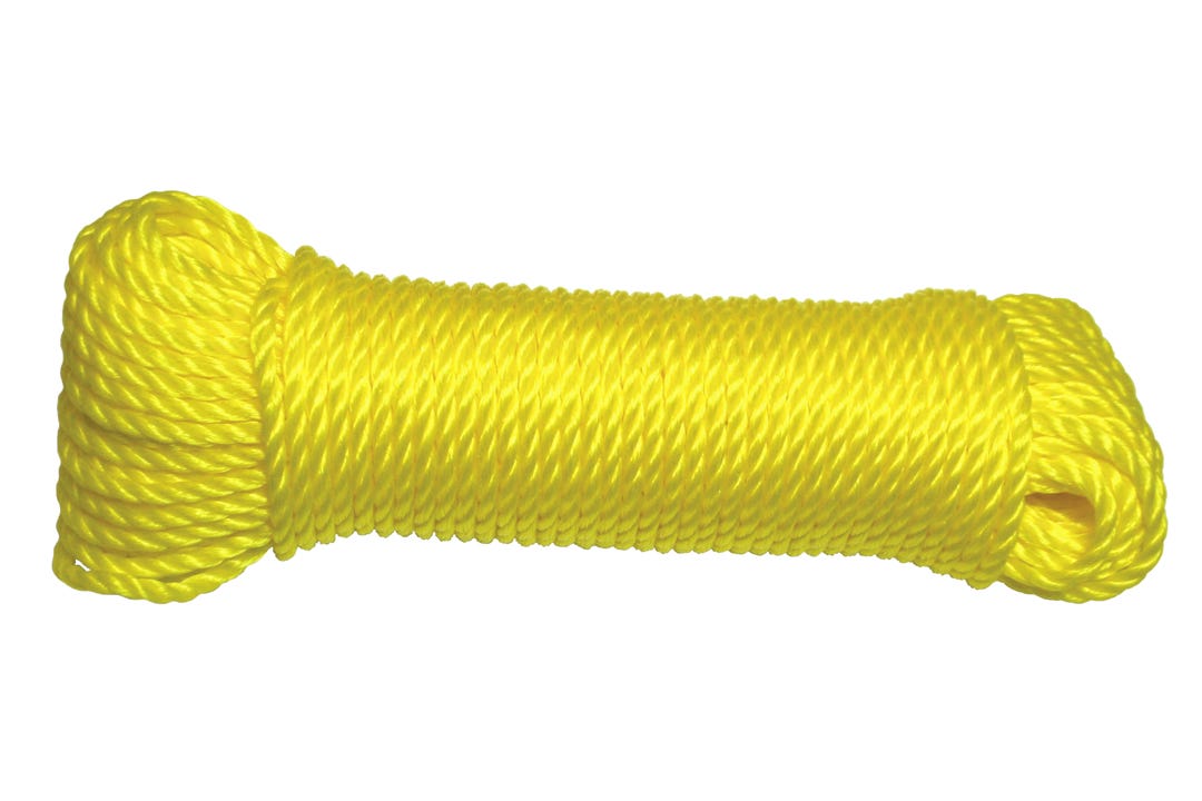 Rope Twisted Polypropylene, Yellow, 3/16 in. X 100 ft.