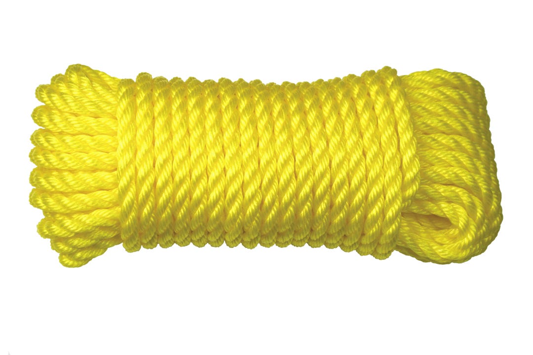 Rope Twisted Polypropylene, Yellow, 1/2 in. X 50 ft.