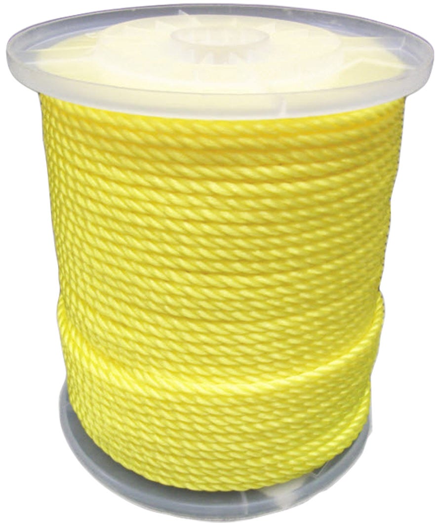 Rope Twisted Polypropylene, Yellow, 3/16 in. X 900 ft.