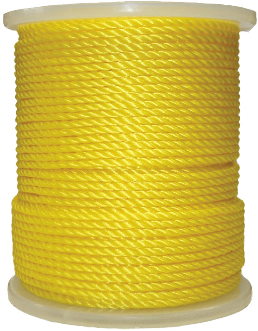 Rope Twisted Polypropylene, Yellow, 1/4 in. X 550 ft.