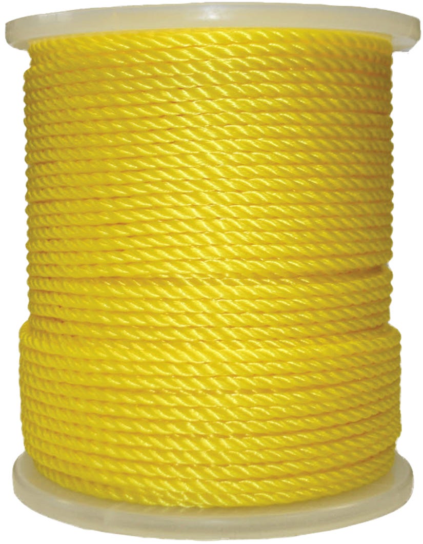 Rope Twisted Polypropylene, Yellow, 3/8 in. X 250 ft.
