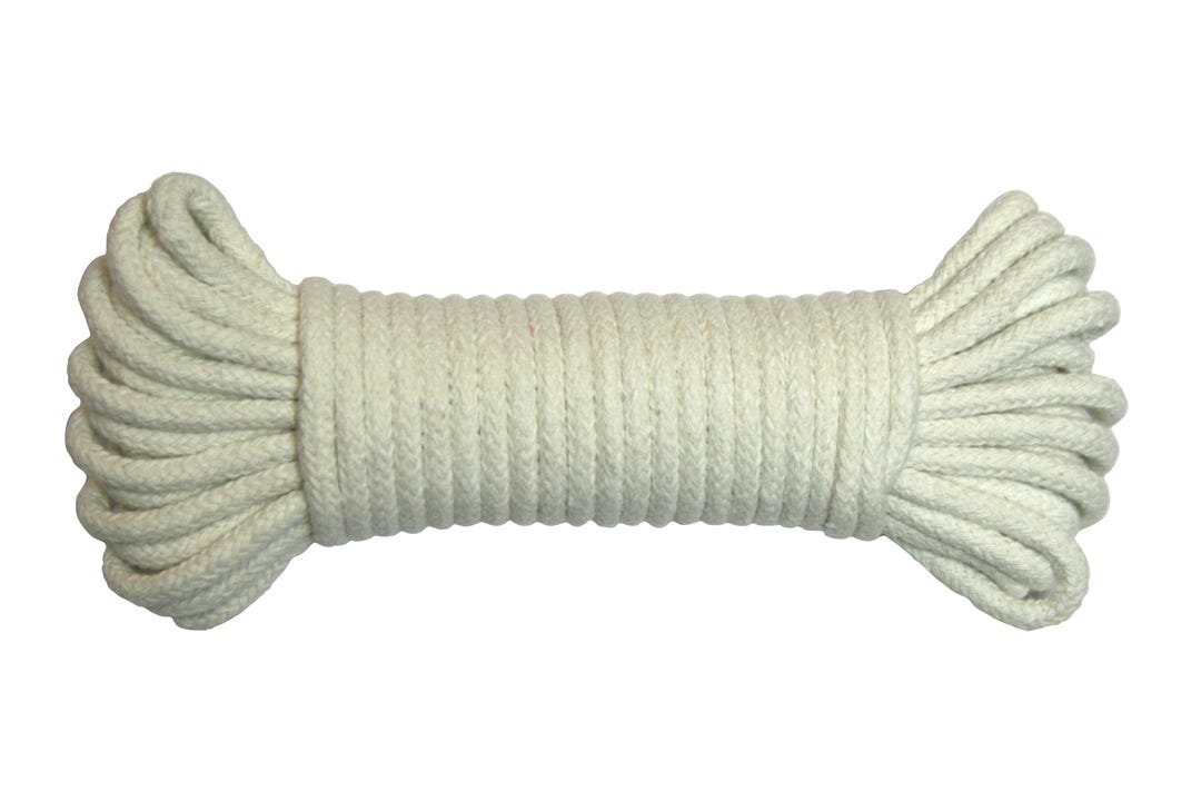 Rope Venitian Blind Style Cotton Braided, White, 9/64-in. X 30-ft.