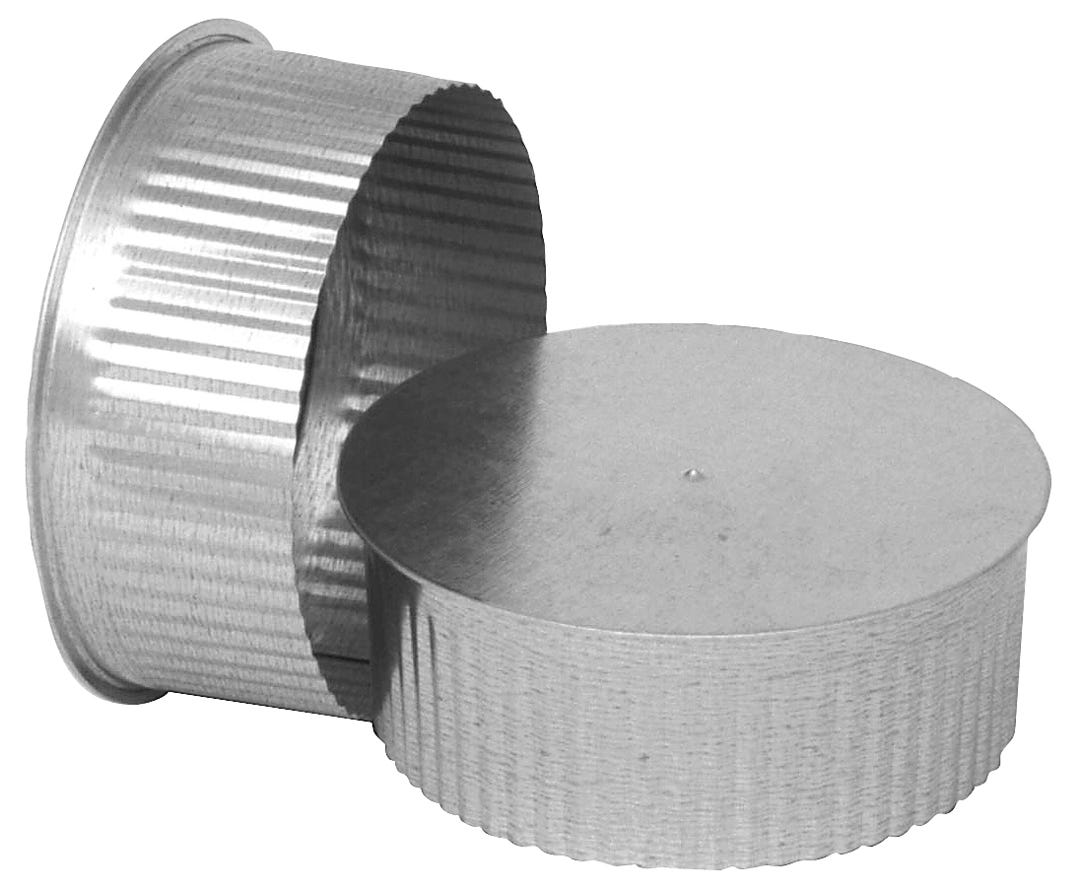 Round Galvanized End Cap, Small End, 8-in.