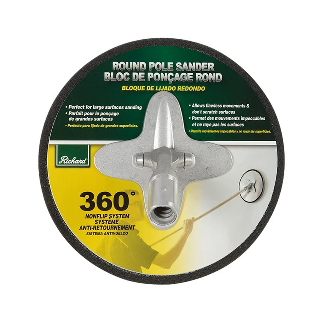 Round pole sander with velcro backing, 9 in.