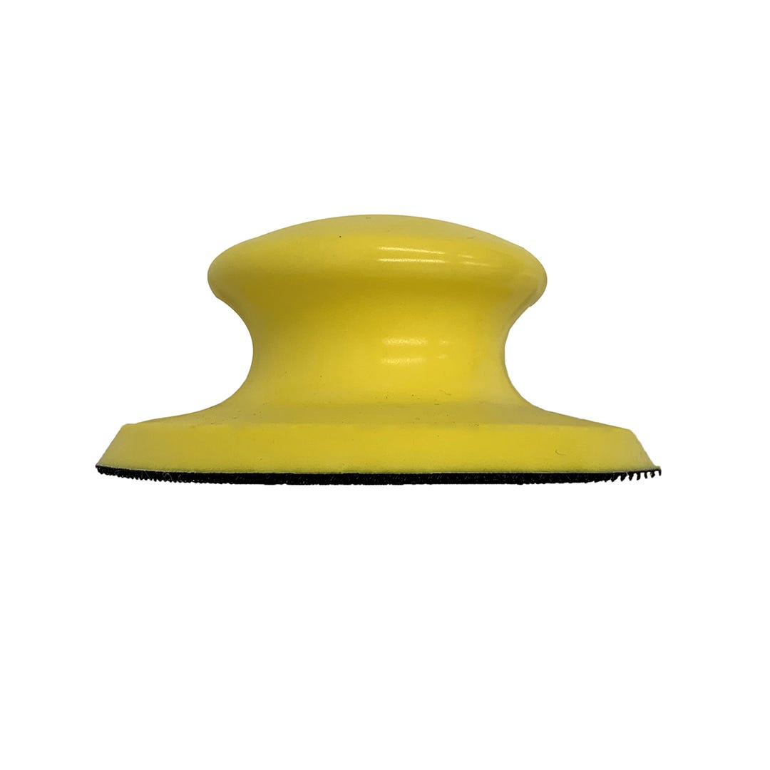 Round sander with velcro backing, soft handle on blister. 5 in.
