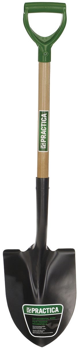 Round point shovel D grip