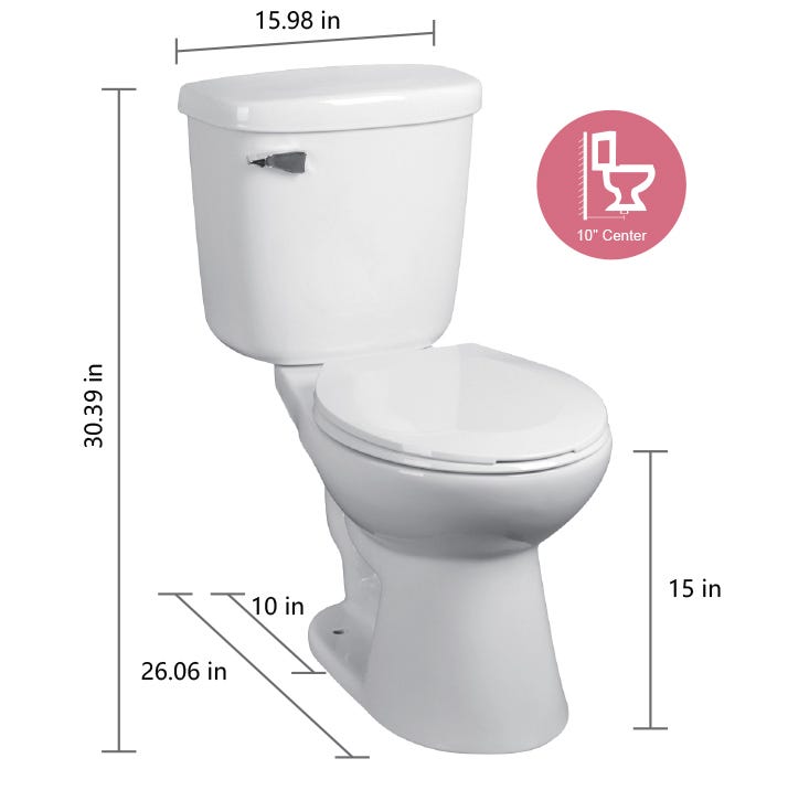 ALBANY Two-Piece Round Toilet, 10 in., 6L, White
