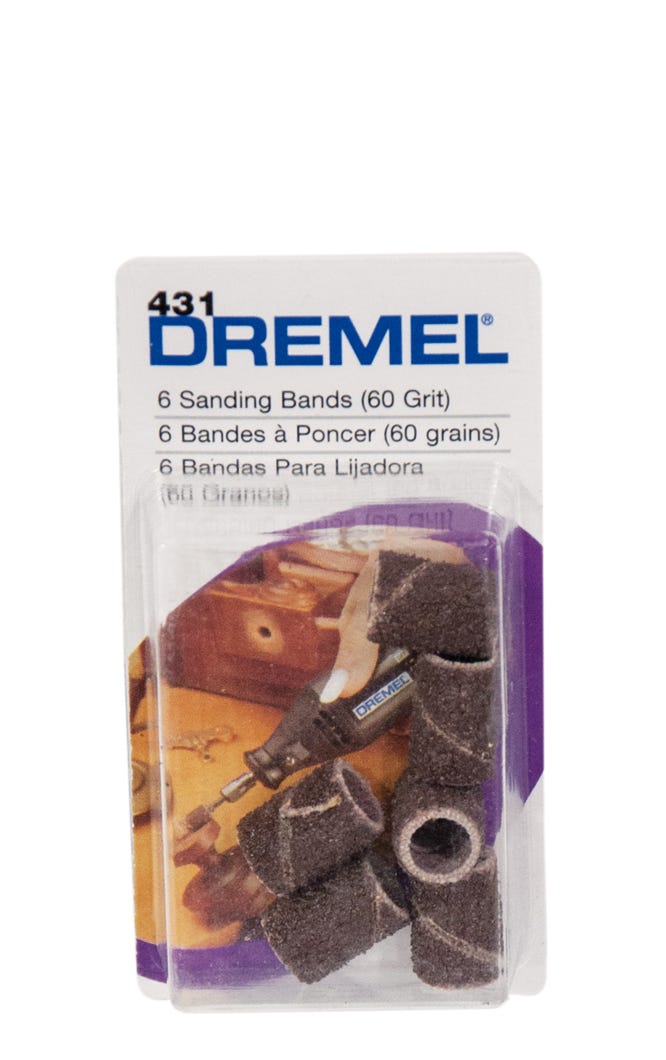 Dremel 431 60-grit Sanding Bands, 1/4", 6/pk