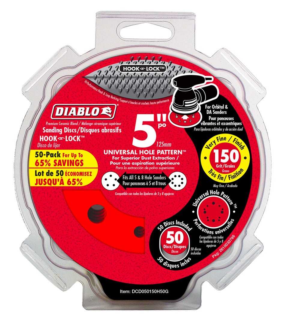 Sanding Discs, 5 in., 150 grit, 50/Pack