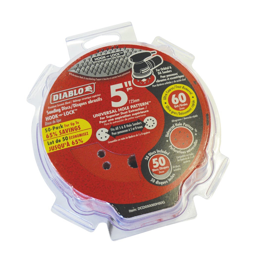 Sanding Discs, 5 in., 60 grit, 50/Pack