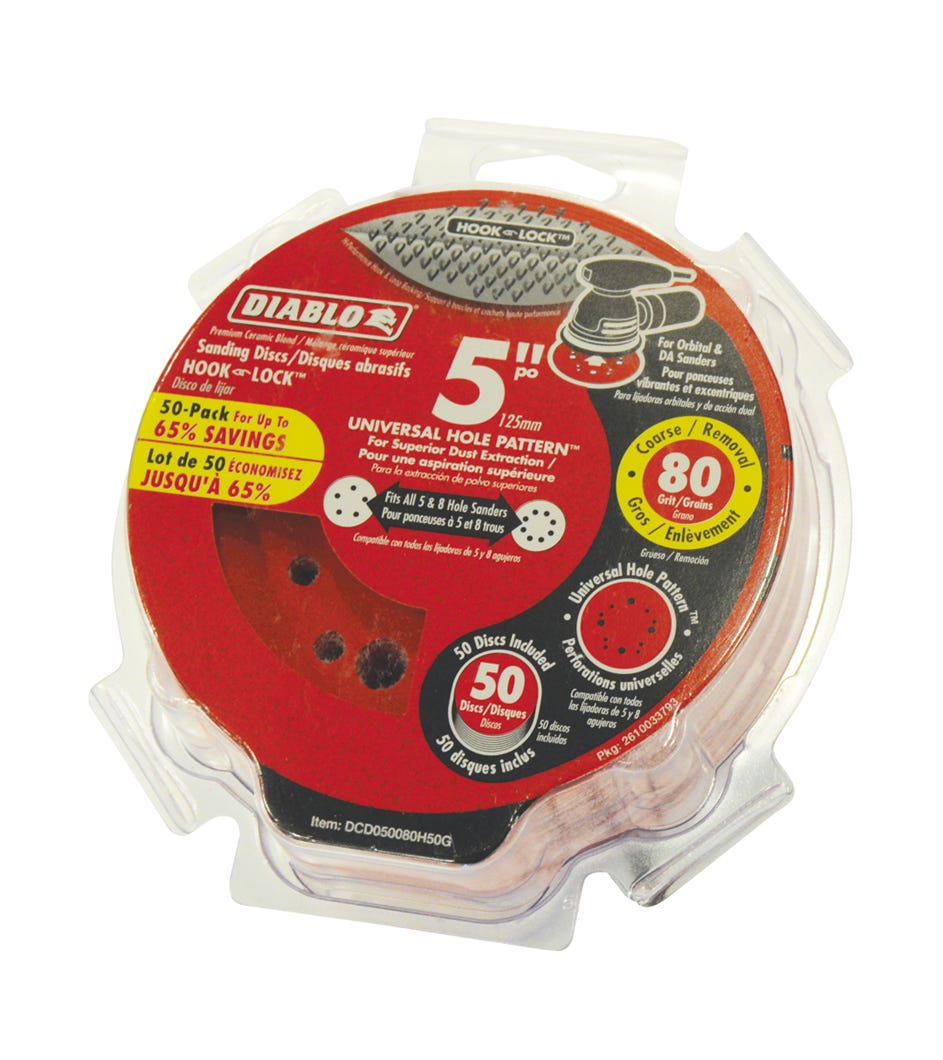 Sanding Discs, 5 in., 80 grit, 50/Pack