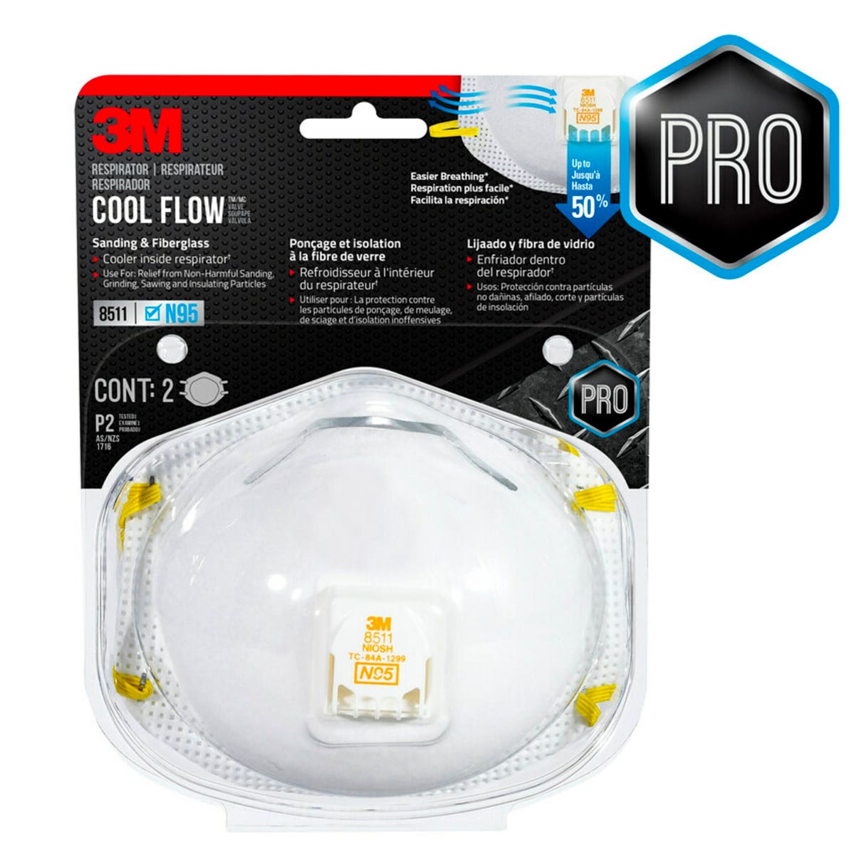 Sanding/Fiberglass valved respirator, 2 per pack