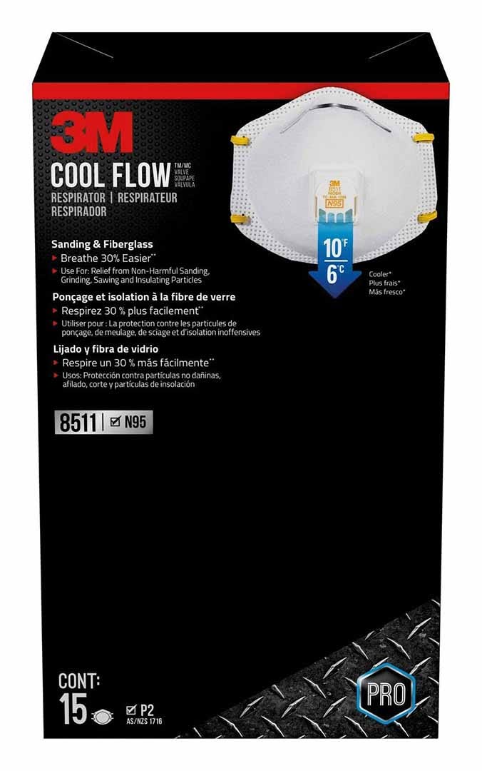 Sanding/fiberglass valved respirator, N95, 15 per pack