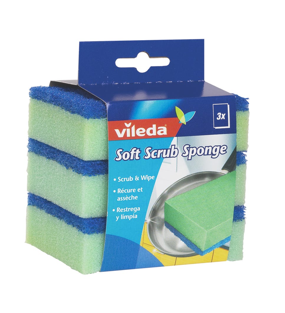 Soft Scrub Sponge, Pack of 3