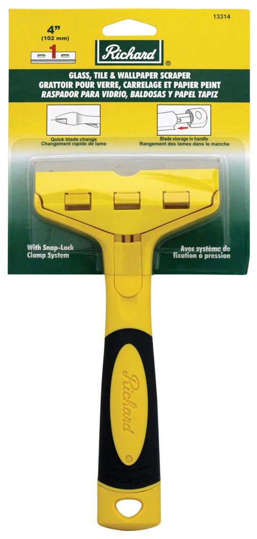 Scraper for glass, tile and wallpaper