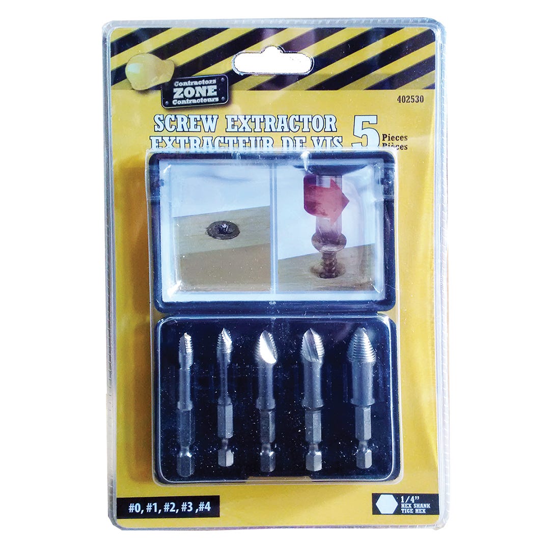 5-Piece Screw Extractor, 1/4 Hex Shank