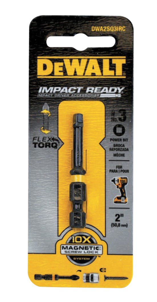 Screwdriver power bit square recess for impact driver