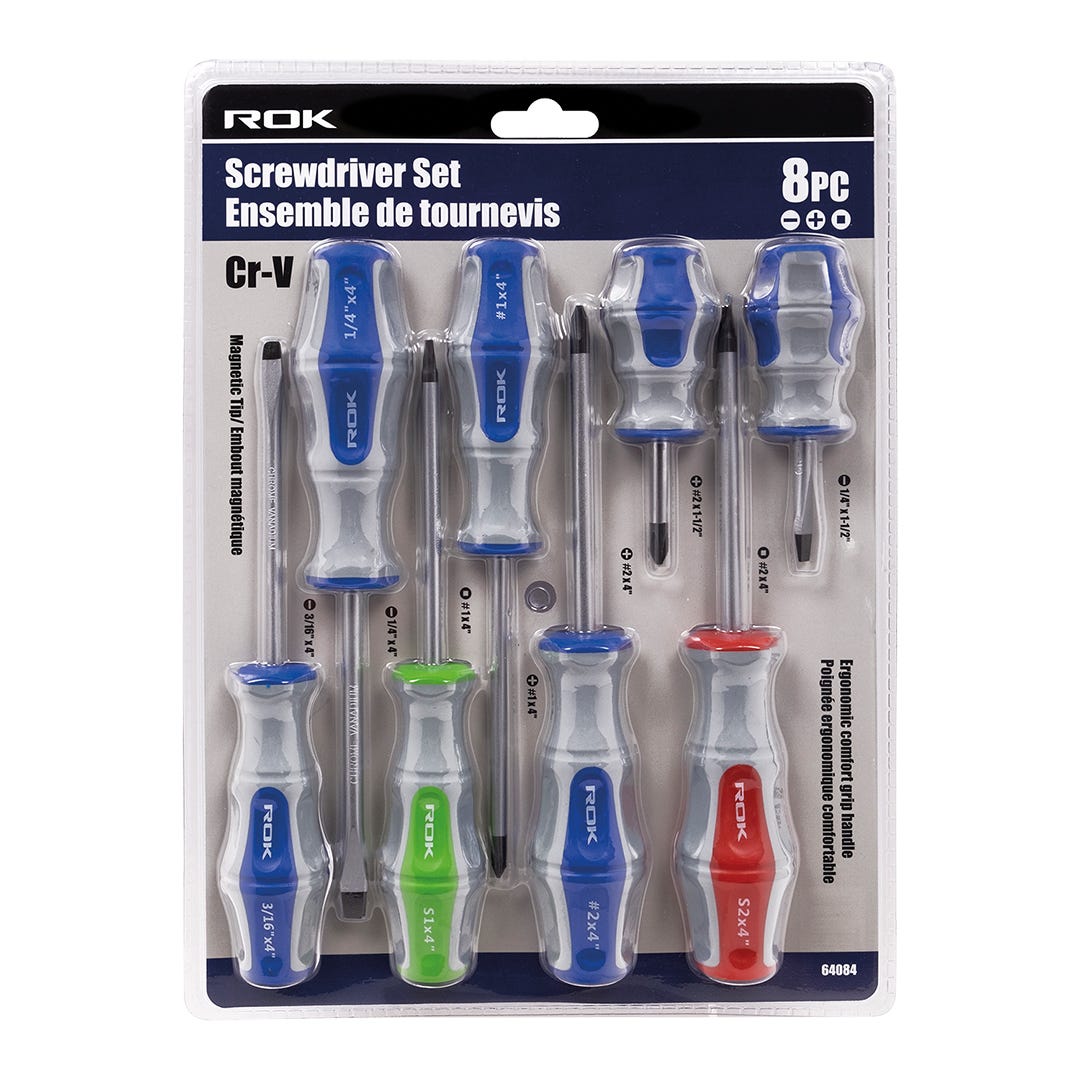 Screwdriver Set, 8 Pieces, Magnetic Tip