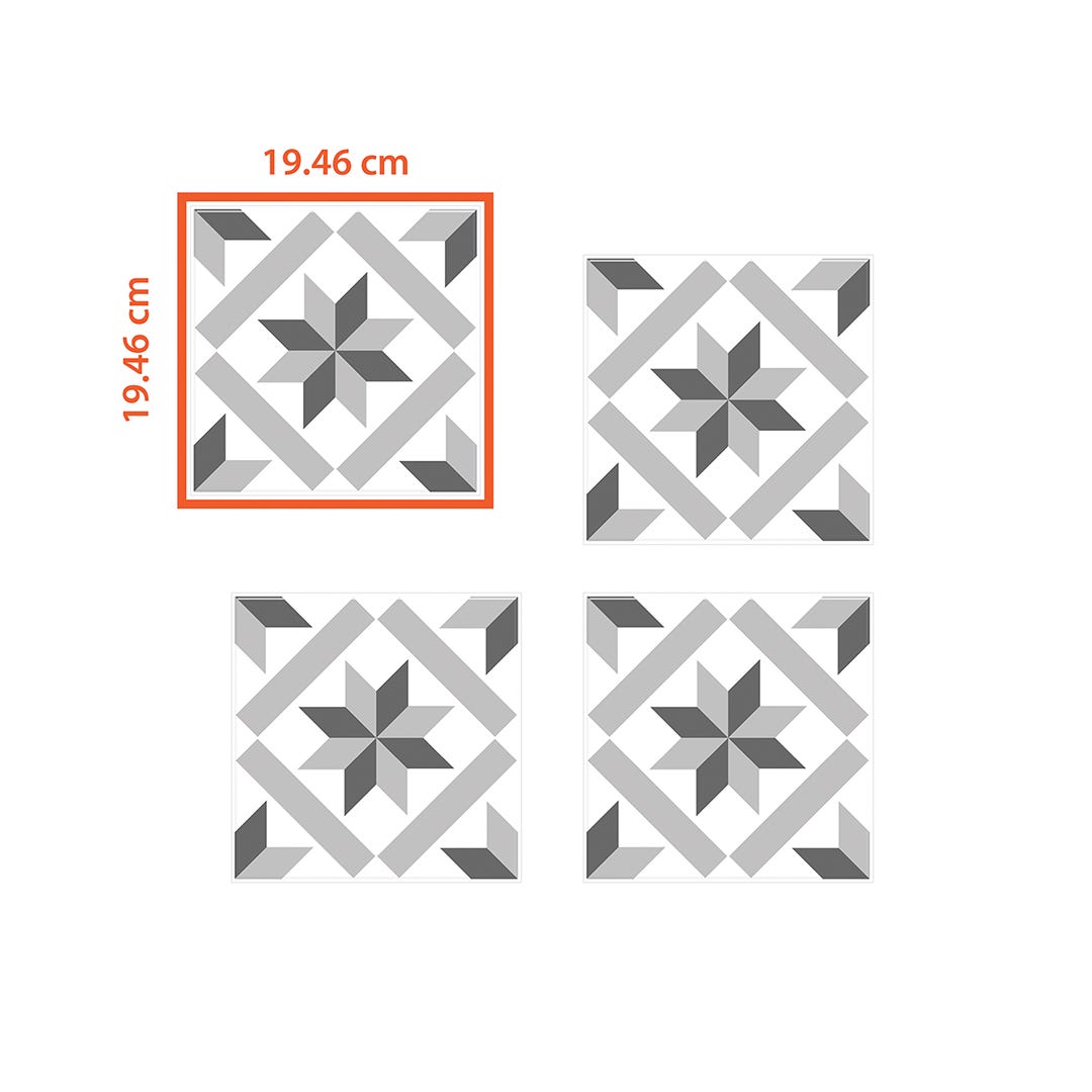 Fiori Self-Adhesive Wall Tile, Grey, 4/Pck
