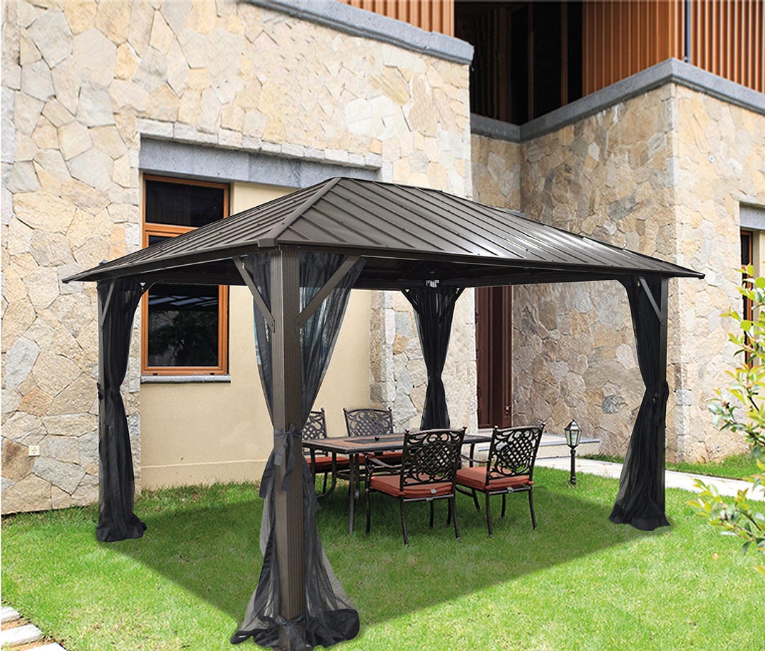 SEOUL Galvanized Steel Gazebo, 10 ft. x 14 ft.