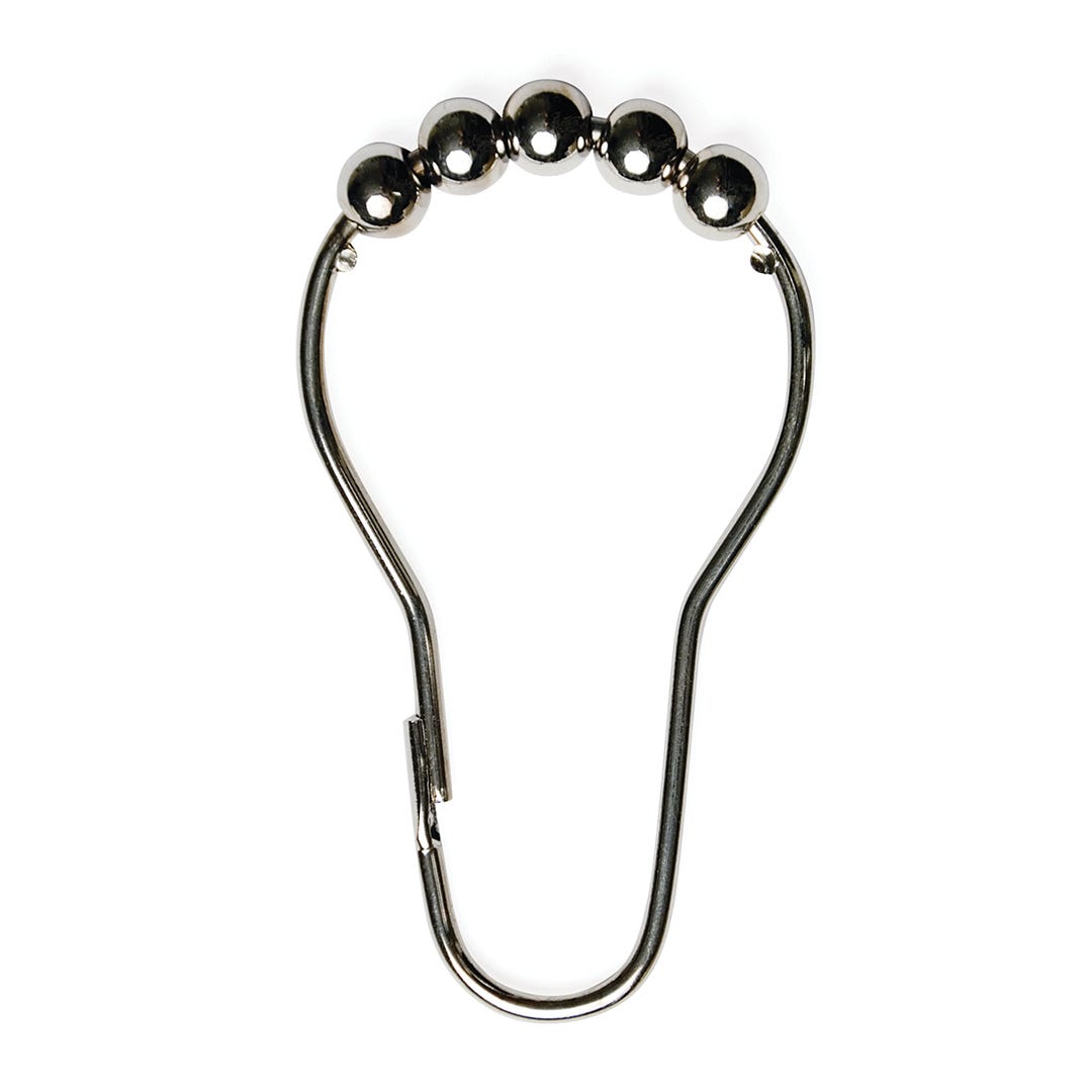 12-Pack Beaded Roller Shower Curtain Rings, Chrome