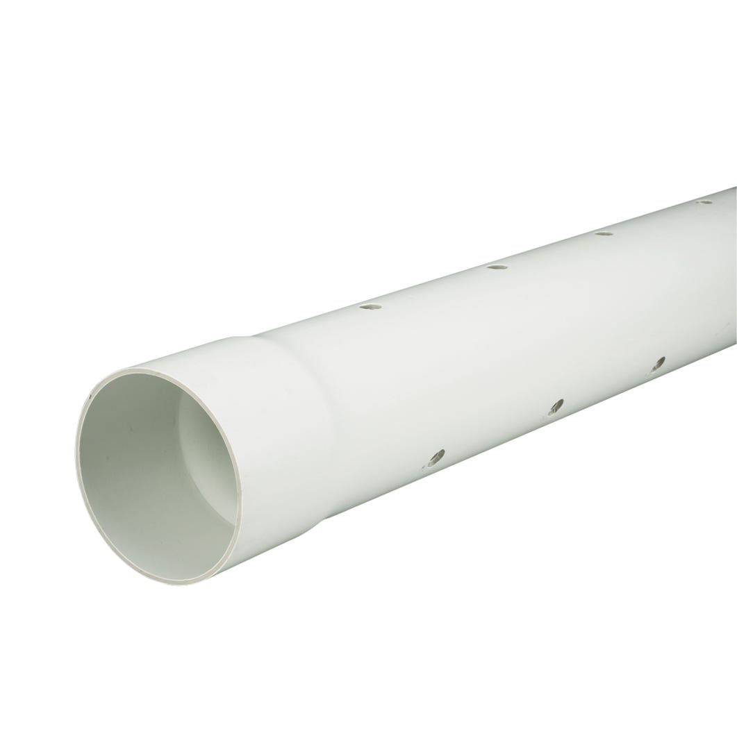 Sewer Pipe Bnq with Holes, PVC, 3-in. X 10-ft.
