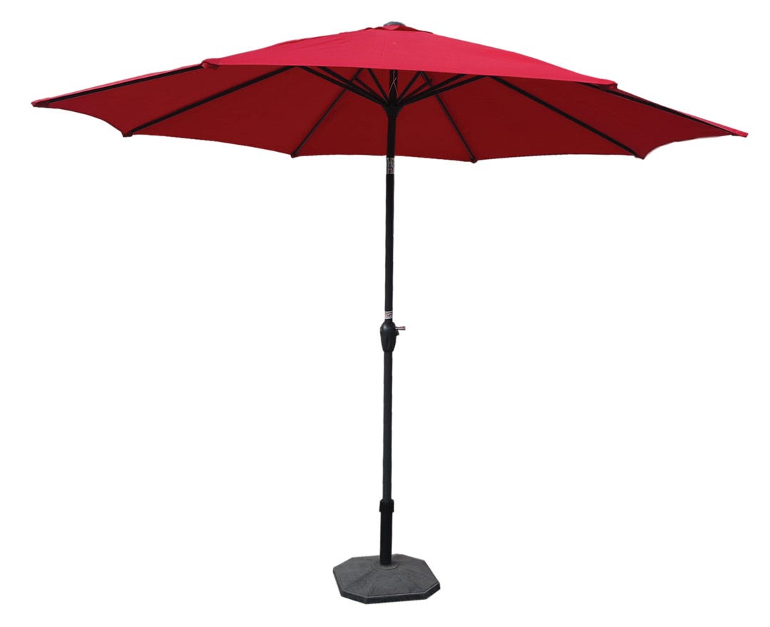SHADOW Tilt Crank Patio Umbrella, 9 ft. 5 in., Red