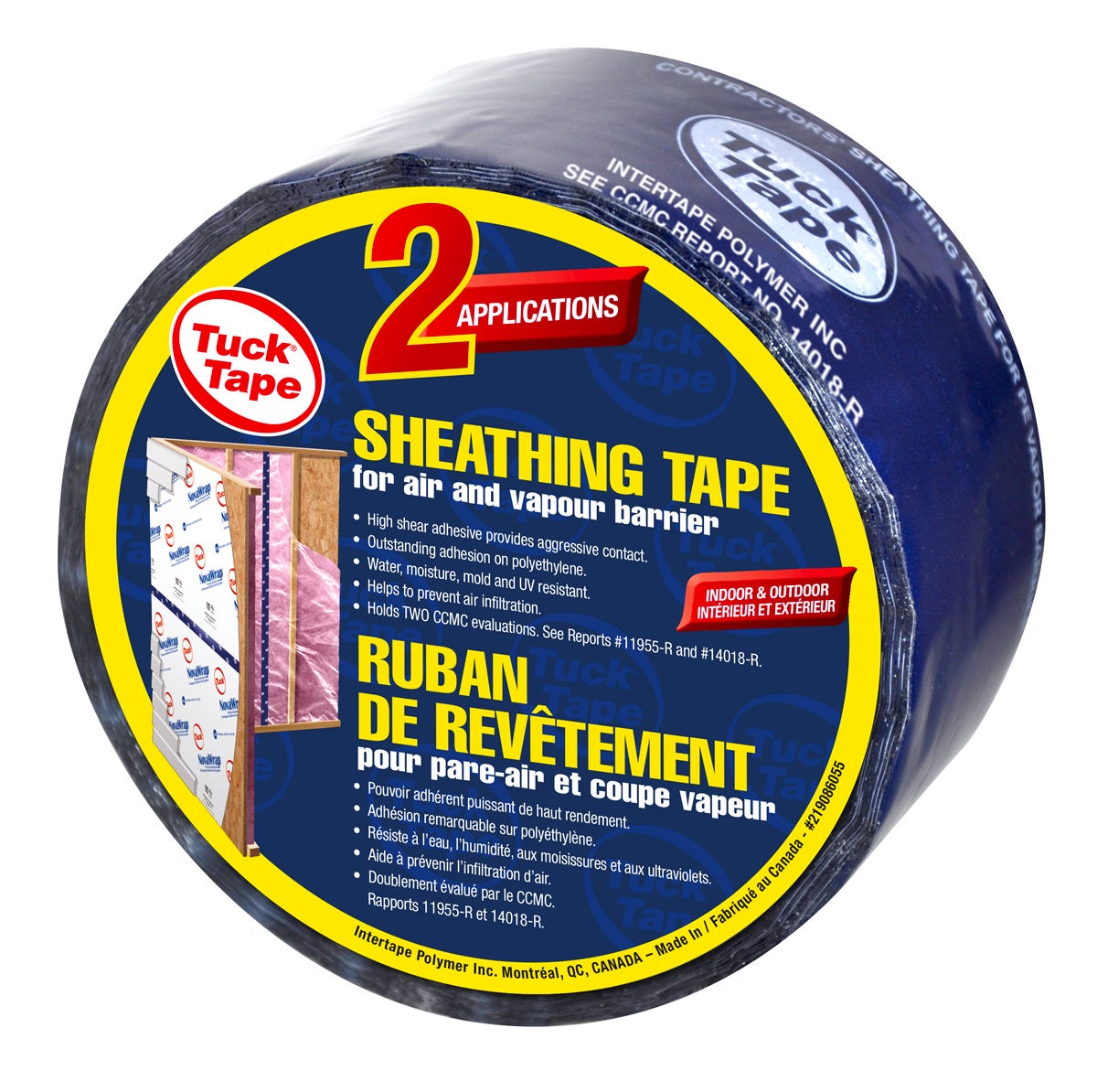 TUCK TAPE PE Vapor Barrier and Coating Membrane Tape, 60 mm x 55 m, Blue