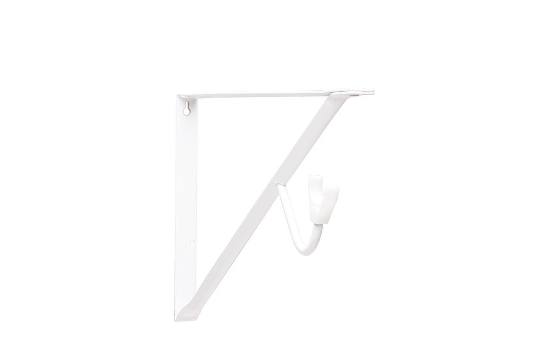 Shelf & Rod Bracket with Slide-Thru, 16-in., White