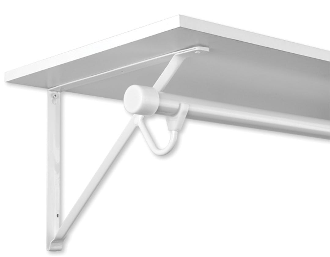 Shelf & Rod Bracket with Slide-Thru, 16-in., White